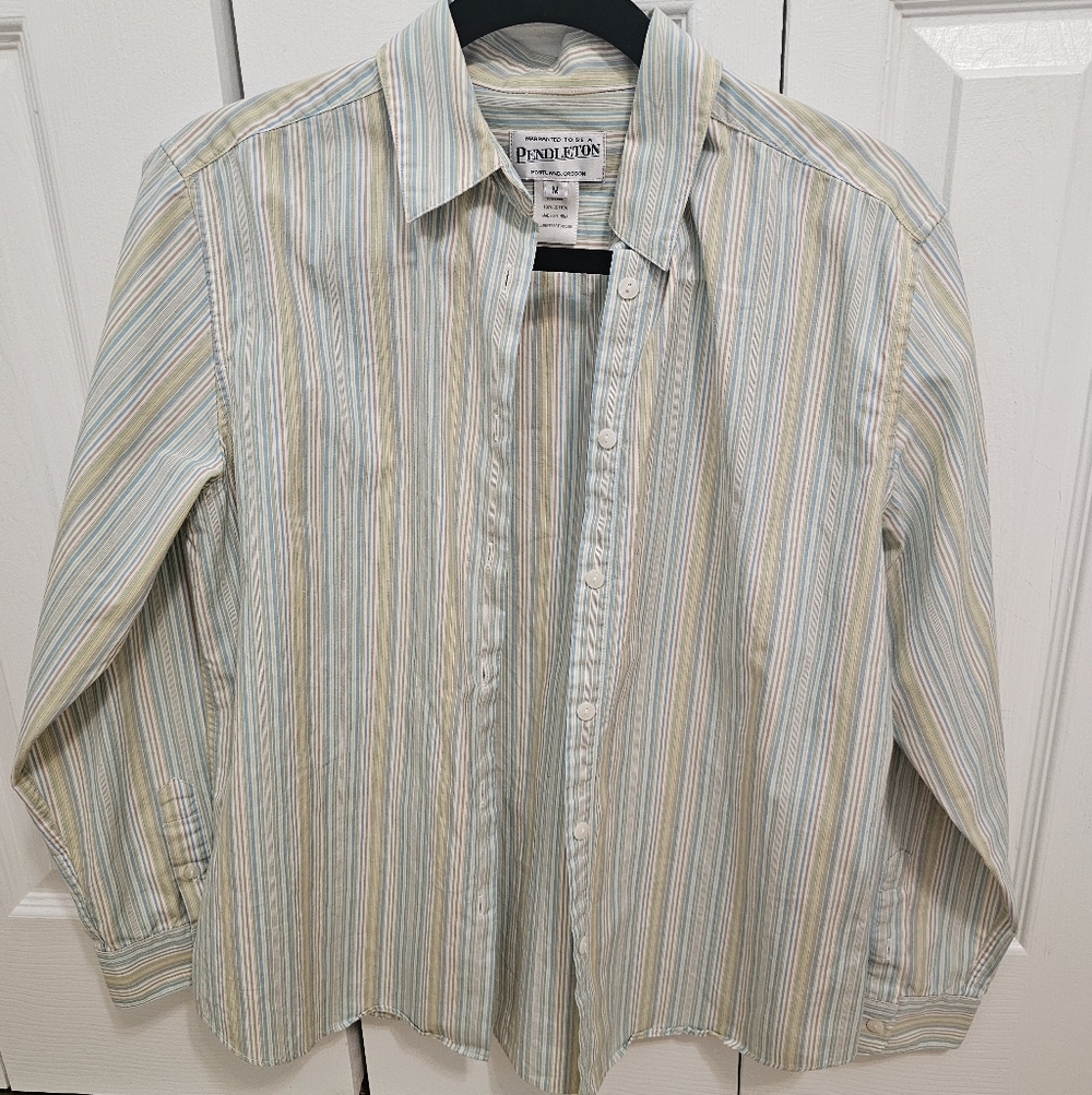 Pendleton Women's Multi-Striped Button Down Shirt… - image 1